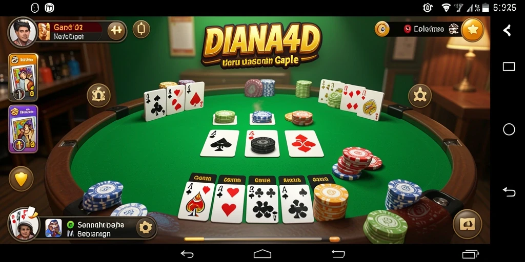 Tampilan gameplay seru DIANA4D dengan fitur Gaple menarik.