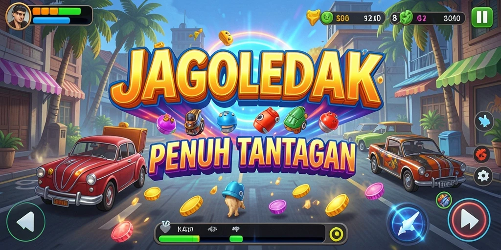 Screenshot menunjukkan aksi seru dalam gameplay JAGOLEDAK.