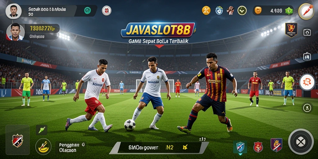 Tampilan gameplay menarik dari JAVASLOT88 yang menunjukkan aksi sepak bola.