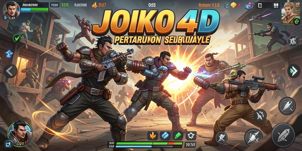 Tampilan gameplay seru di JOKO4D saat bertempur di medan Battle Royale.