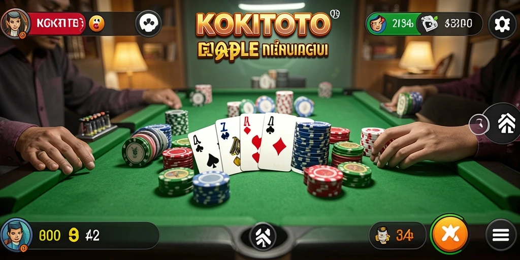 Tampilan gameplay seru dalam KOKITOTO yang menampilkan pemain Gaple.