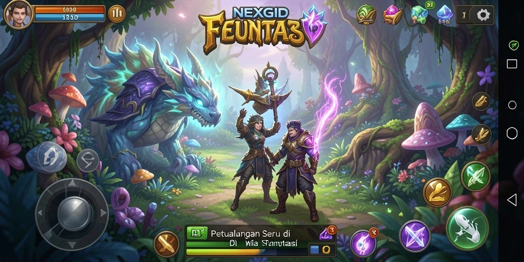 Screenshot NEXGID menampilkan aksi petualangan penuh tantangan.