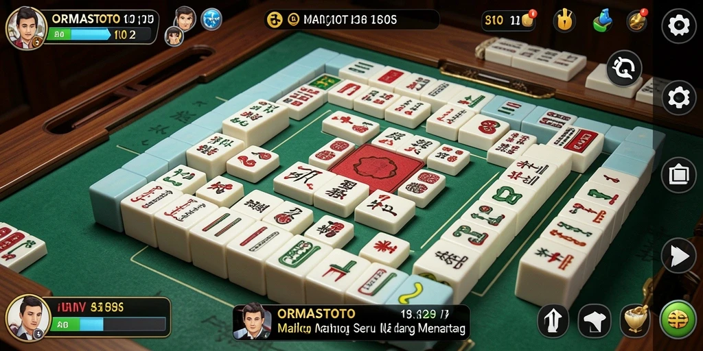 Tangkapan layar gameplay ORMASTOTO menampilkan ubin Mahjong yang berwarna-warni.
