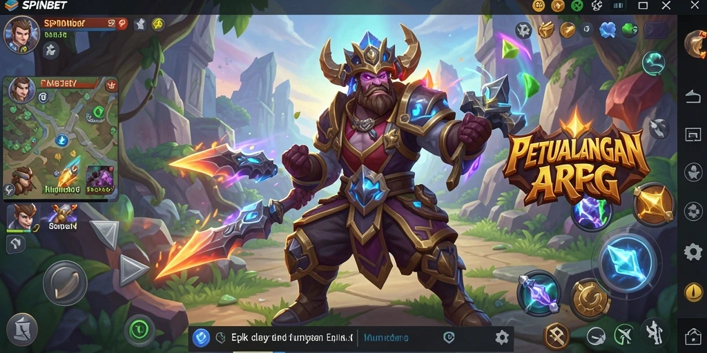 Screenshot utama SPINBET yang menunjukkan pertarungan seru di dunia fantastis ARPG.