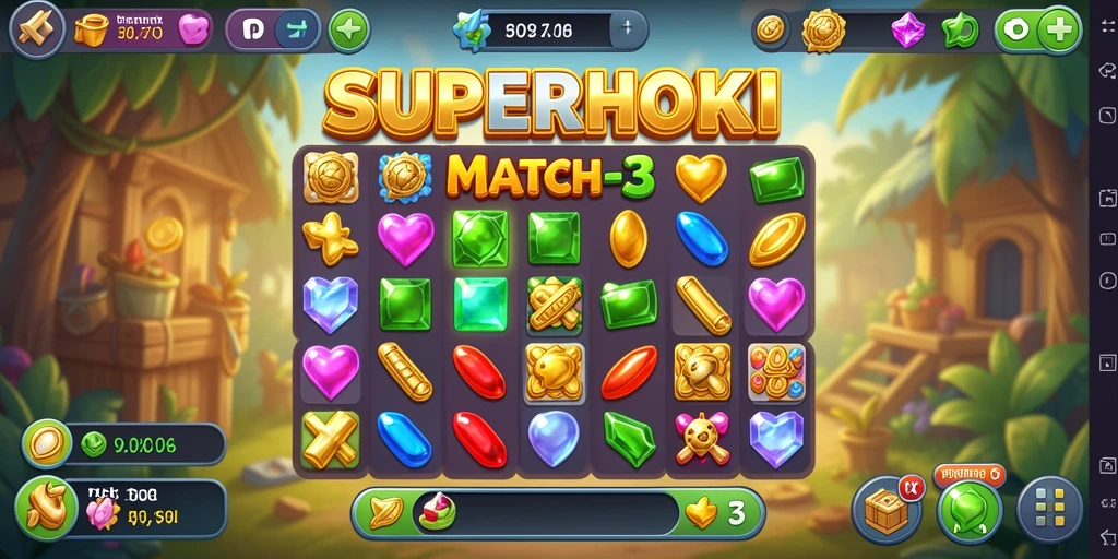 Tampilan gameplay <strong>SUPERHOKI</strong> yang seru dan berwarna-warni.